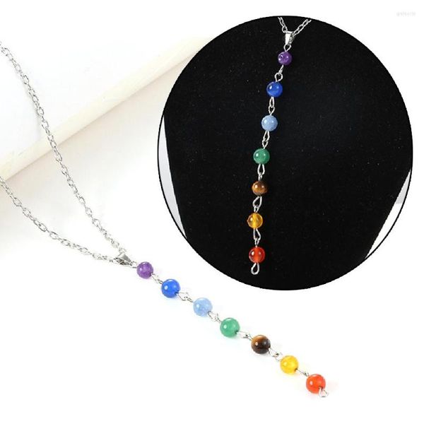 Anhänger Halsketten 7 Chakra Stein Perle Kristall Halsband Yoga Reiki Heilung Kette Halskette Geschenk