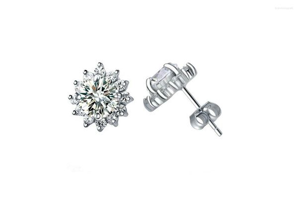 Orecchini a bottone Moissanite simulato diamante femminile lusso zircone di cristallo vintage gioielli in argento 925 doppi per le donne