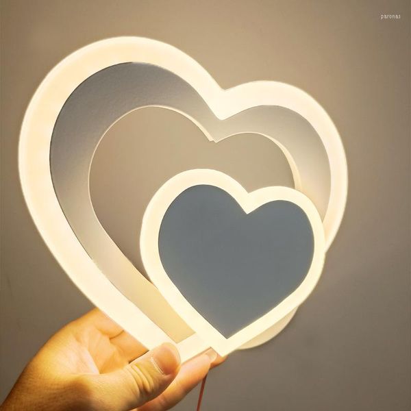 Duvar lambası Işığı Ev Led Kalp Şekleli Minimalist Postmodern İskandinav Çift Katmanlı Aşk Yaratıcı Akrilik