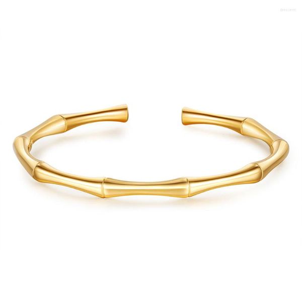 Braccialetto in acciaio inossidabile color oro con giunture in bambù braccialetti 2023 braccialetto di tendenza per donna uomo regalo di nozze romantico gioielli di moda