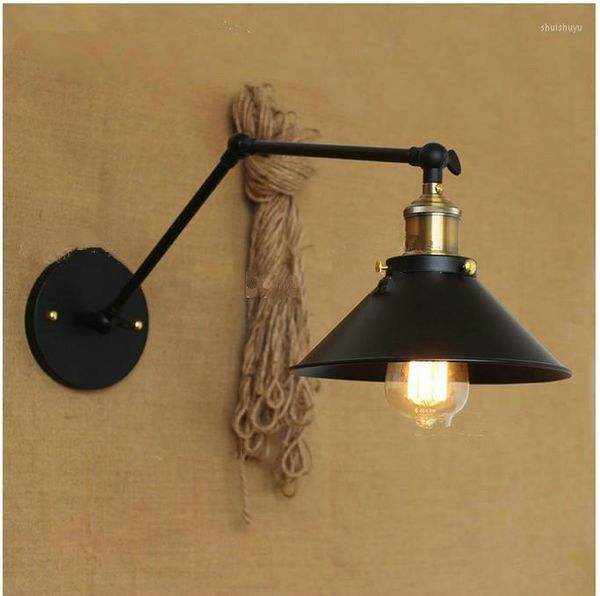 Lampada da parete stile country americano semplice abito nero personalità retrò braccio lungo ferro LOFT