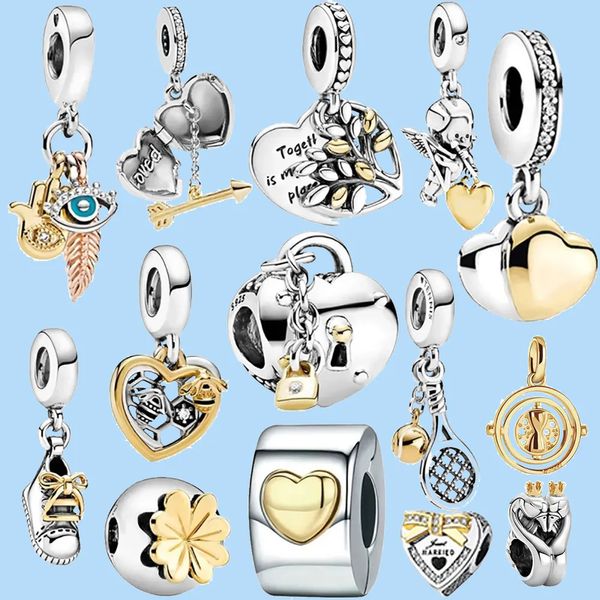 925 Sterling Silver Charms for Pandora Jewelry Beads Angel Wings Swan of Love Heart Charms Pingente