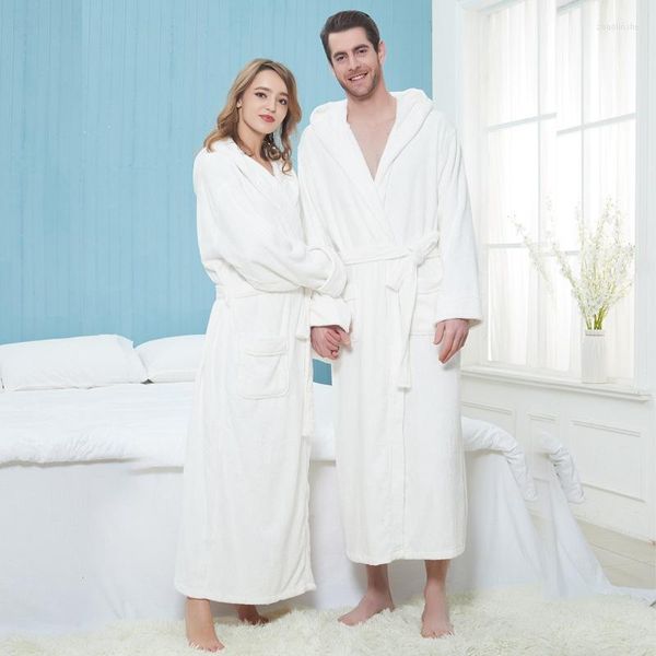 Roupa de dormir masculino Robo de banho Capuz de inverno Extra longa e espessa, manto de algodão quente de luxo de casaco de banho de banho de luxo