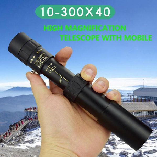 Binocolo telescopio 10-300X40 Potente monoculare Mini HD portatile BAK4 Prismi per caccia campeggio con supporto per telefono cellulare