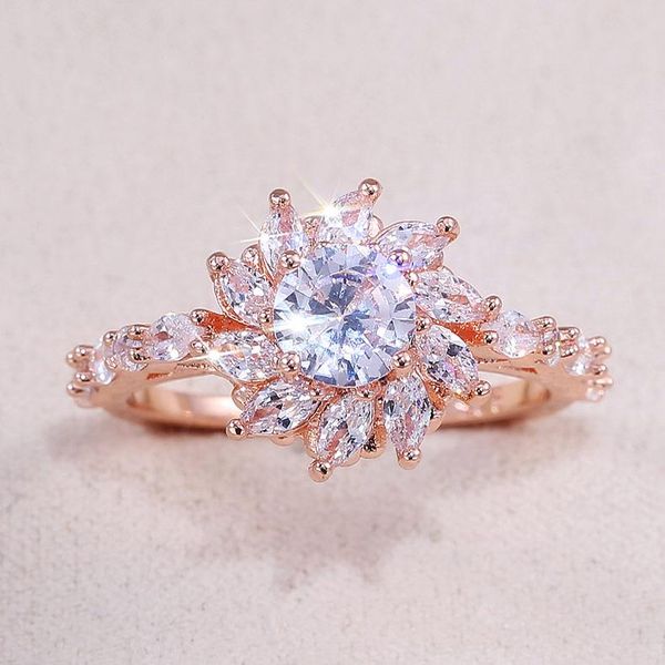 Hochzeit Ringe JK Romantische Pflanze Schütteln Schnee Blume Verlobung Rose Gold Farouche Traum Vorschlag Großhandel Frauen Gadget Ring