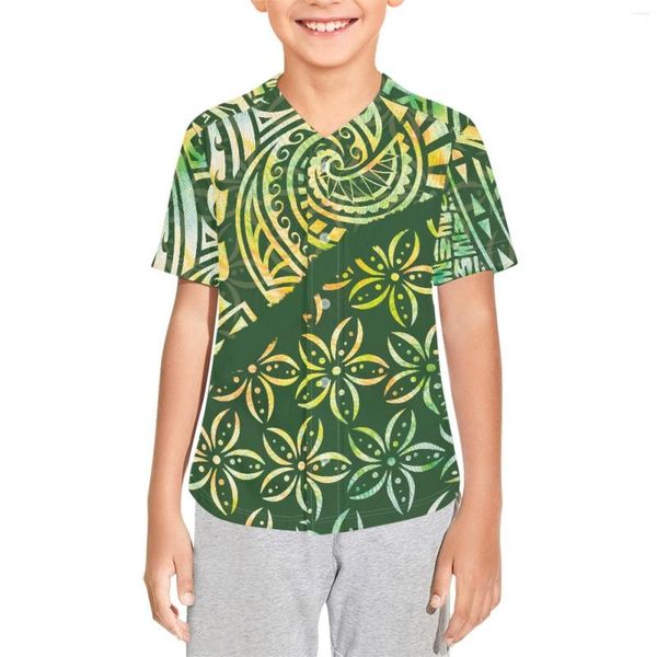 Camisas casuais masculinas Polinésia Tribal Pohnpei Totem Tattoo Printa Infantil Jersey de Baseball Hip Hop Sport Tops T Tops para meninos Party Gift Party