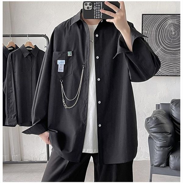 Camicie casual da uomo Camicia oversize da uomo Streetwear Catena manica lunga Harajuku Abbigliamento da donna coreano da uomo di grandi dimensioni 5xl