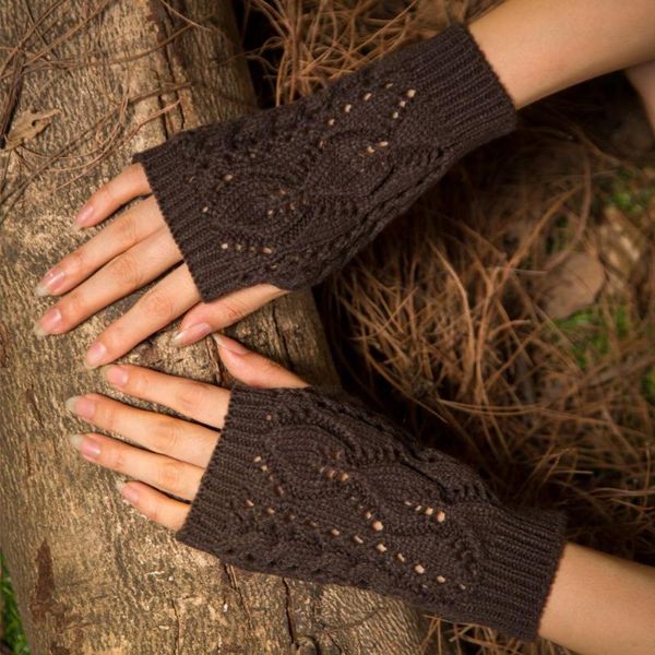 Five Fingers Luvas 7 cores Mulheres elegantes mais quentes do braço de inverno Trocas de lã Faux Mitten sem dedos sem dedos