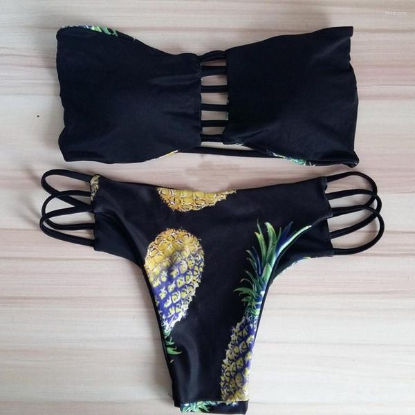 Costumi da bagno da donna Bikini push-up con ferretto Set da donna Reggiseno sexy Costume da bagno ananas Biancheria intima da donna in cotone