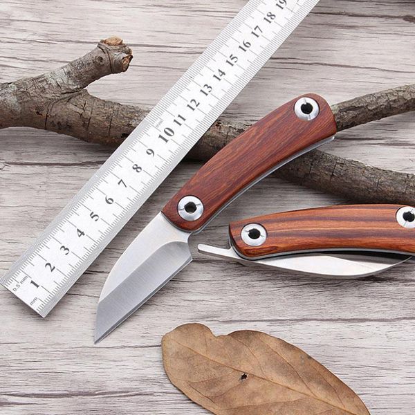 Messen d2 coltello tascabile mini cucina coltelli sopravvivenza campeggio pieghevole edotto di autodifesa di autodifesa con manico in legno naturale dalbergia