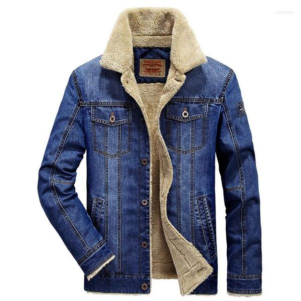 Giacche da uomo 2023 Inverno Caldo Giacca di Jeans Uomo Collo di Pelliccia Parka Jeans Casual Cappotti Capispalla Militare Cowboy Pile Plus Size 6XL