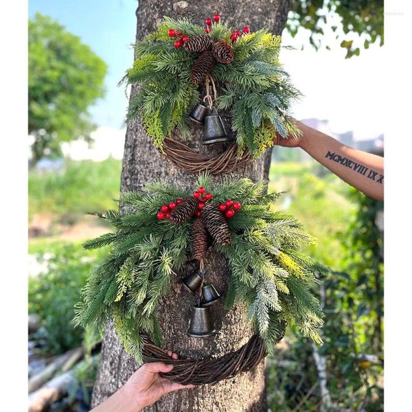 Dekorative Blumen Weihnachtsdekorationen Kranz Bauernhaus Böhmische Windglocke Rattan Ringstür hängen