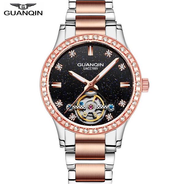 Orologi da polso GUANQIN 2023 Orologio da donna automatico Tourbillon Dress Top Brand famoso meccanico impermeabile Bayan Kol Saati