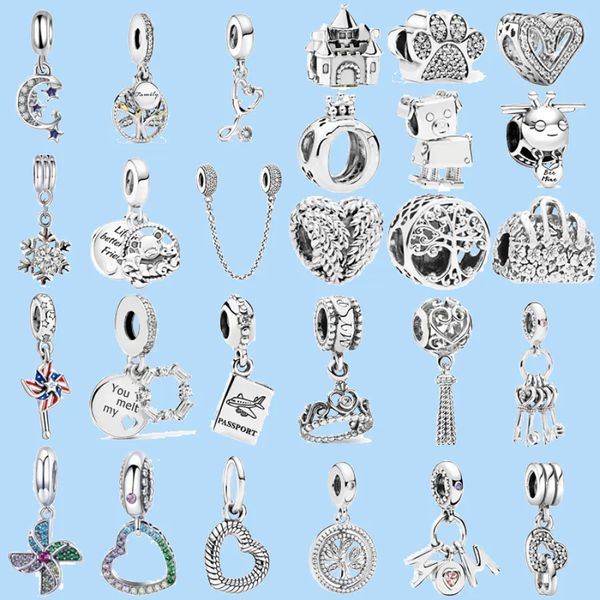 925 accessori con perline di fascino adatti a gioielli con ciondoli pandora Mulino a vento Corona Moom Love Set di ciondoli con ciondolo