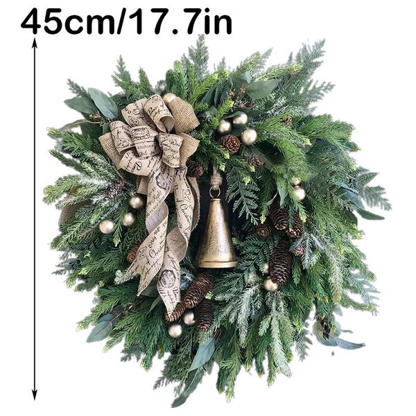 Dekorative Blumenkränze Ly Bauernhaus-Weihnachtskranz mit Ringglocke, Feiertags-Haustür-Hängeornament-Dekoration