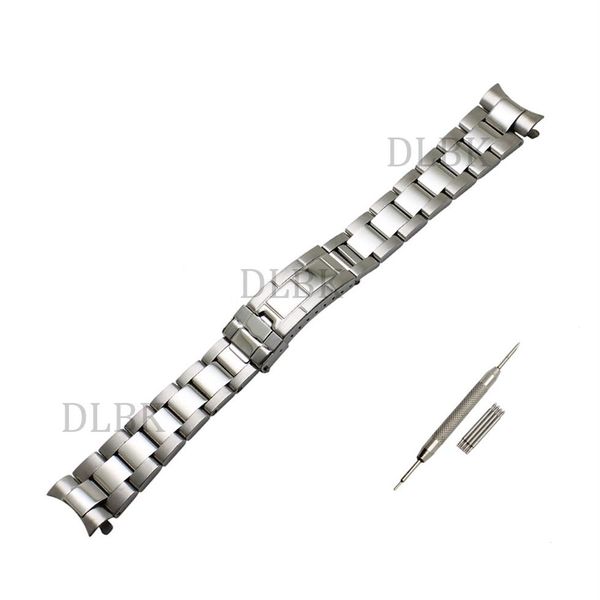 20mm lucidatura intermedia nuovi uomini collegamenti in acciaio inossidabile cinturino curvo cinturino cinturino cinturino fibbia deployante per Rolex273p