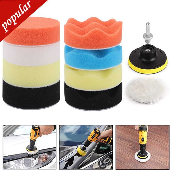 Novo disco de polimento de carro de 3 polegadas DISCO Auto-adesivo Buffing Sponge Sponge Wood Wheel Polishing Cleaning Pood para Onquenerador de carro adaptador de perfuração