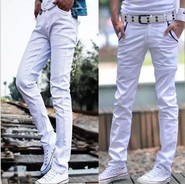 Männer Jeans Männer Stretch Skinny Mode Casual Slim Fit Denim Hosen Männliche Weiße Hosen Marke Biker MännerHerren