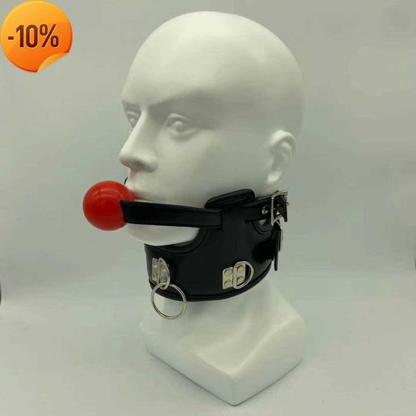 Massagem escrava de escravidão Colar de couro Colar acessório erótico com mordaça de silicone brinquedos sexuais para fetish bdsm adultos jogos sexyshop