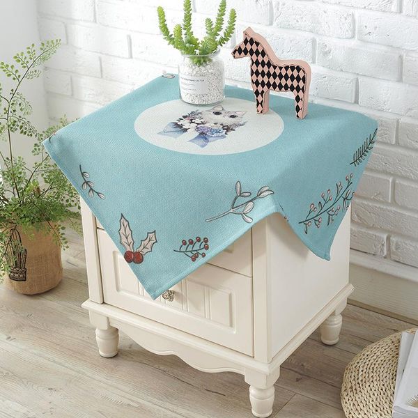 Tabela de pano de mesa desenho animado de linho de algodão capa de cabeceira de toalha quadrado quarto multifuncional à prova de poeira pequena toalha de mesa