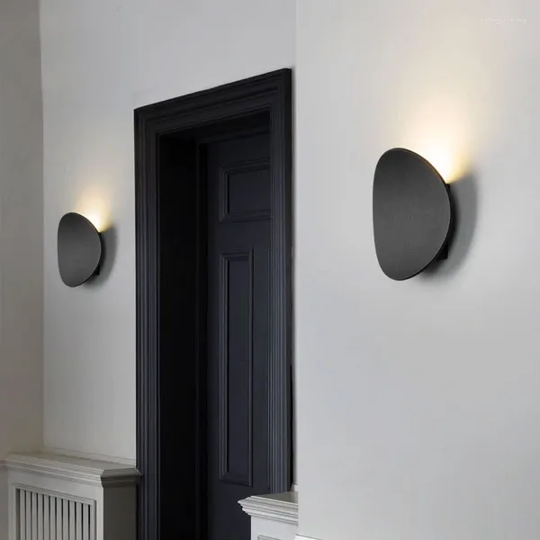 Lampada da parete Roukeymi LED Circolare Bianco Balcone Portico Impostazione TV Decorazione domestica Camera da letto Interni Bagno Scone Luce esterna