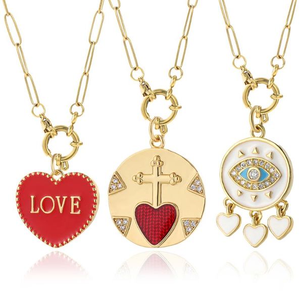 Collane con ciondolo Collana con amore a cuore per donna Acchiappasogni Catene lunghe da donna in acciaio inossidabile Collari per amici Girocollo GoldPendant