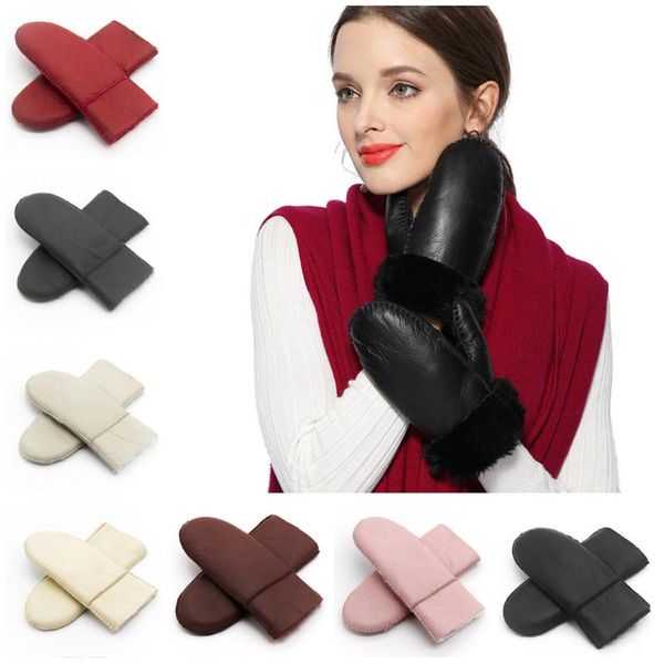 Fingerlose Handschuhe Winter Mode Schwere Art Frauen Warme Handschuhe Leder Wolle Pelz Schöne Weibliche Schaffell 7 Farben