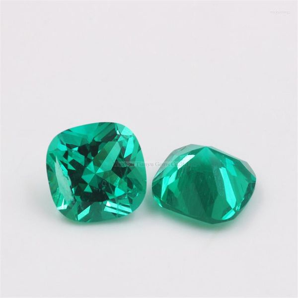 Lose Edelsteine Tianyu Gems Cushion Lab Grown Emerald 6x6mm-12x12mm Grüne hydrothermale Smaragde Kundenspezifische synthetische Steine für Brautschmuck