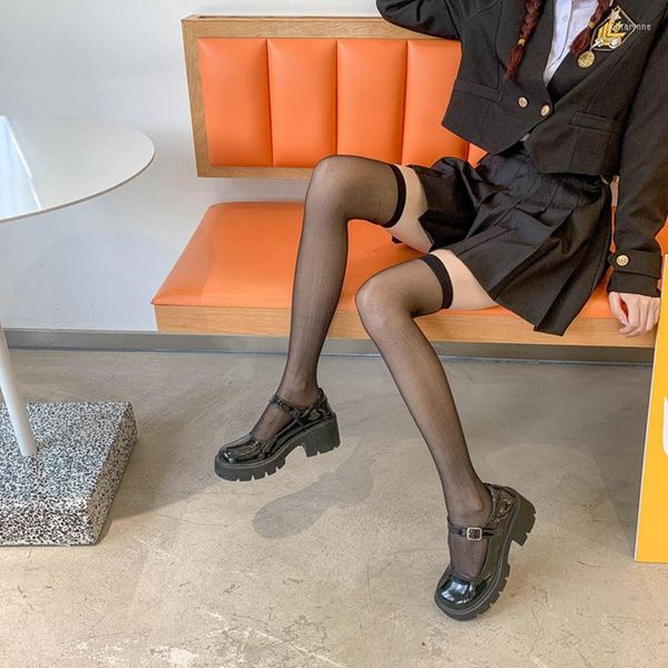 Calze da donna Calze trasparenti solide JK Sopra il ginocchio Calza di nylon lunga ultrasottile da donna Vestito da ragazza Calcetines Media