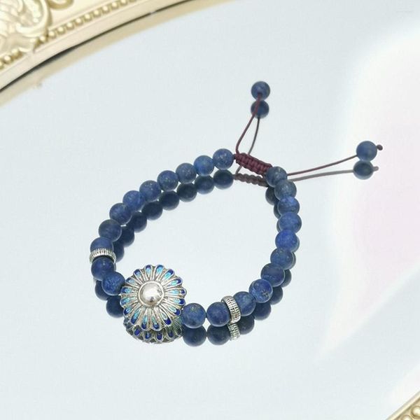 Очарование браслетов lii ji Real Stone браслет Jasper lapis lazuli cloisonne цветы дружба 16-22 см.