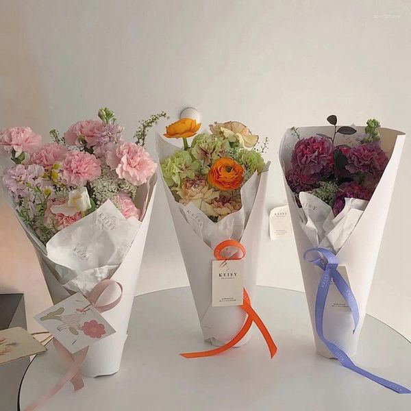 Confezione regalo 5 pezzi Fiore carta kraft Imballaggio Artigianato Bouquet Imballaggio Carte da regalo fai da te Matrimonio Compleanno