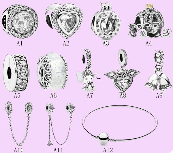 925 Charm-Perlen-Zubehör passt zu Pandora-Charms-Schmuck, Schnuller, Kürbis, Auto, Engelsflügel, Schlangenkette, Schnappverschlüsse