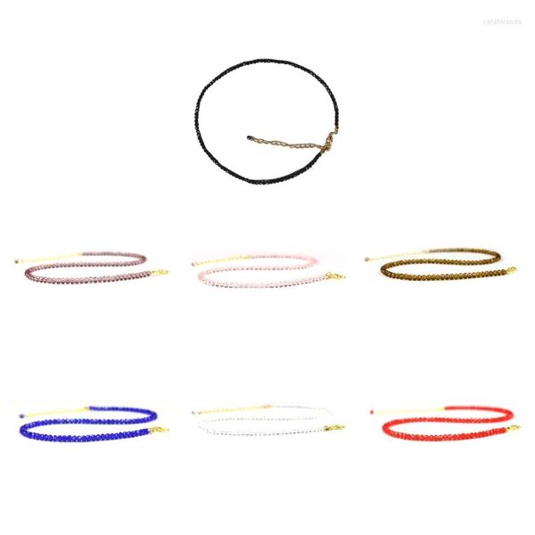 Catene 2023 Collana di perline Cristallo colorato Perle di vetro Collane Catenaccio a moschettone Accessori regolabili per donne Ragazze 634D