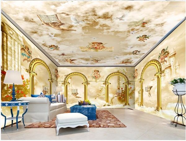 Обои Wdbh 3D Комната обои на заказ аристократическая королевская мечта небо чудеса Ангел Римская колонна для стен 3 D
