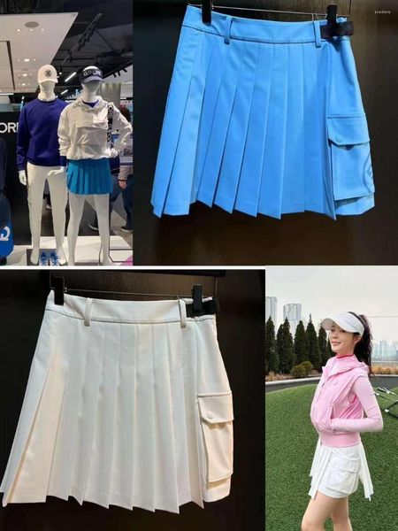 Юбки Ladies Golf Shorts/Skirts 2023 Летние плиссированные юбка Женщины нерегулярные карманные дизайнерские спортивные скарты G0235