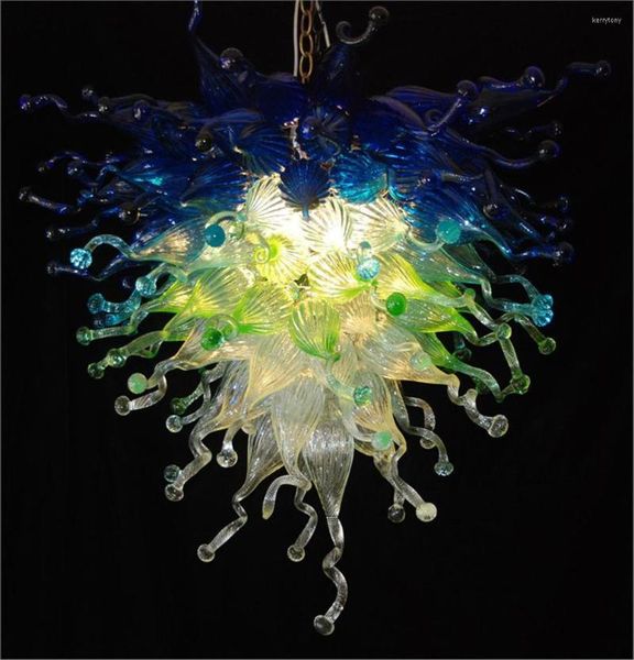 Chandelins Big Living Room Chihuly estilo lustre de vidro soprado colorido com lâmpadas LED