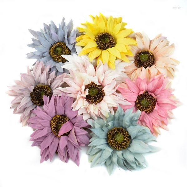 Fiori decorativi 4 pezzi teste di girasole artificiali da 18 cm per matrimoni grandi accessori all'ingrosso falsi decorazioni per la casa