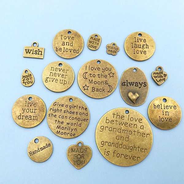 Charms цинк сплав Вдохновляющие слова для браслета для браслета DIY выводы ожерелья ручной работы