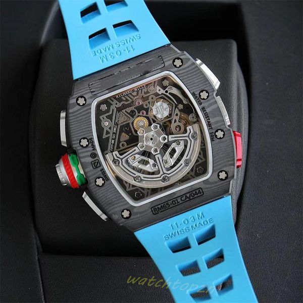 Механические мужские дизайнерские часы Richaer Mileres RM65-01 Каучуковый ремешок Сапфировое зеркало Полностью автоматический механизм 49X41mmX15mm Женские часы XQ59S
