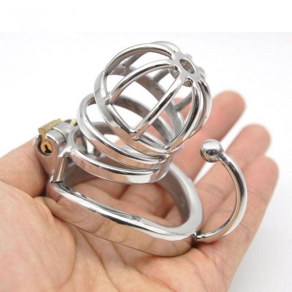 Cockrings 304 Toys de sexo de gaiola de pau inoxidável para a aço inoxidável para o dispositivo de castidade homem evita a ereção de cockring com scrotum gancho cb6000s