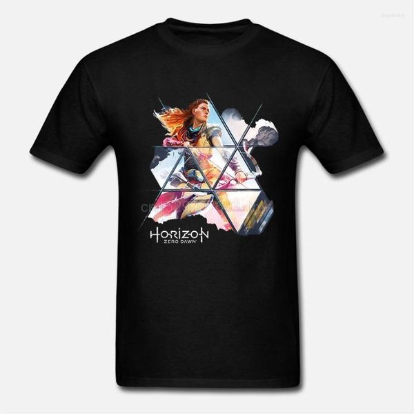 Camisetas masculinas Horizon zero Men pintaram a camiseta aloy de camiseta média azul marinho (ge6128m) camiseta unissex de moda unissex