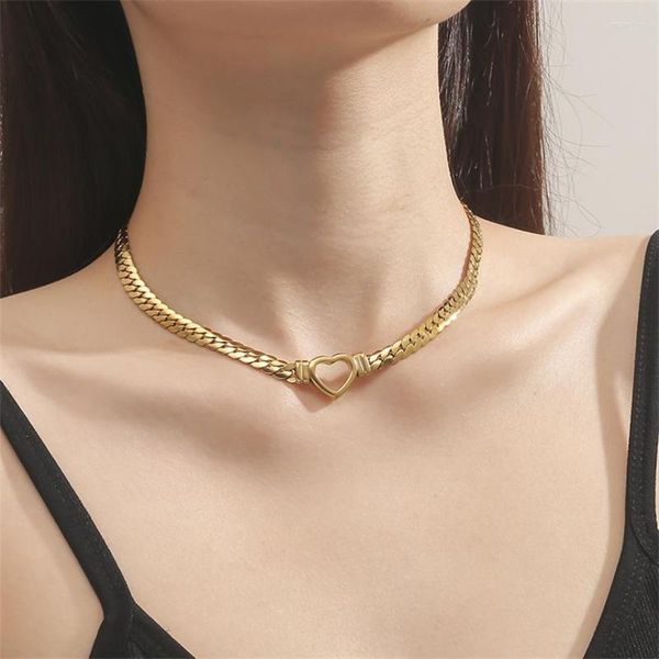 Collana Orecchini Set Acciaio inossidabile 316L Hollow Love Heart Shape Flat Snake Chain Ciondolo Collane Bracciali Fashion High Jewelry Party