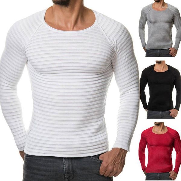 T-shirt da uomo T-shirt muscolare da uomo Top maniche lunghe T-shirt girocollo T-shirt Plus Size 4xl Abbigliamento da palestra per bodybuilding maschile