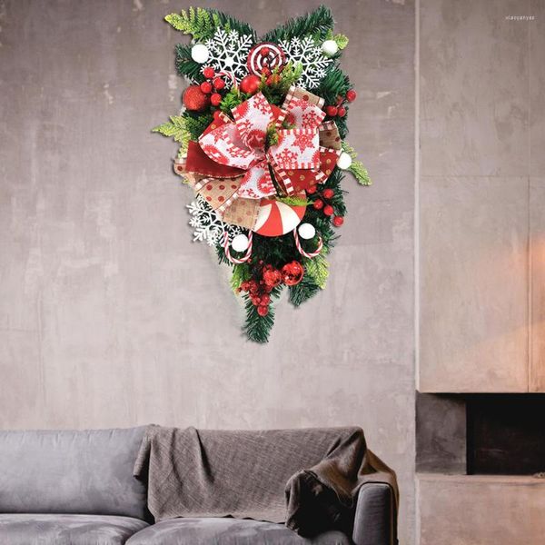 Fiori decorativi Albero di caramelle natalizie Ghirlande riutilizzabili per porta d'ingresso Squisita ghirlanda allegra Puntelli per vetrine