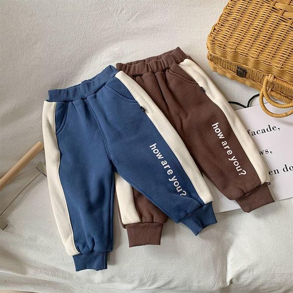 Pantaloni Ragazzi Plus Fleece Pantaloni caldi piccoli e per bambini Ragazze ispessite Bambino Casual Inverno Tendenze americane europee