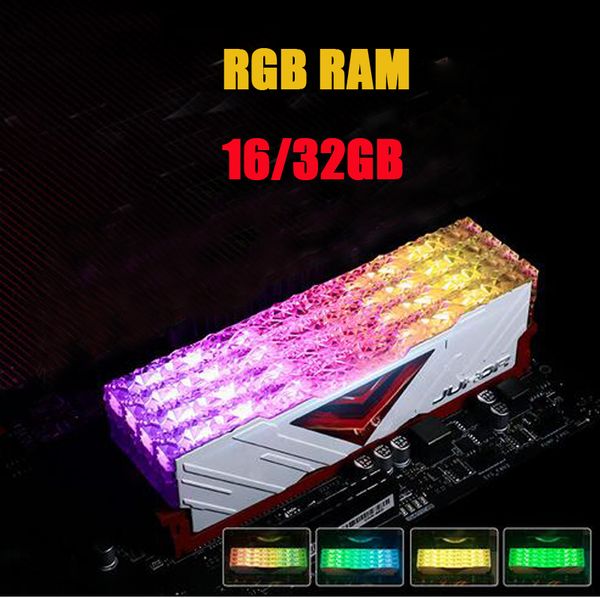 Juhor RGB память Ram DDR4 16G (8GX2) 32G (16GX2) 3600 МГц 3200 МГц воспоминания на рабочем столе UDIMM 1333 DIMM Stand Светодиодный свет для ноутбука AMD Intel Computer Game PC ПК компьютер