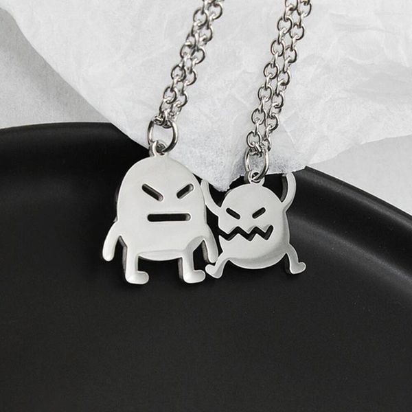 Anhänger Halsketten Lustige Cartoon Mann Für Frauen Männer Nette Koreanische Mode Emo Titan Stahl Paar Schmuck Kpop Pullover Kette 2023 Party Geschenk