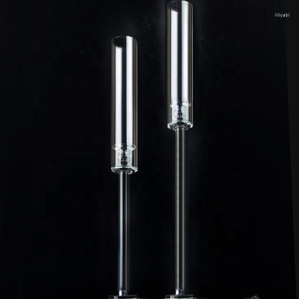 Titulares de velas 20pcs) atacado de tubo claro acrílico por suporte de luz de chá de cristal de cristal para decorações de mesa yudao119
