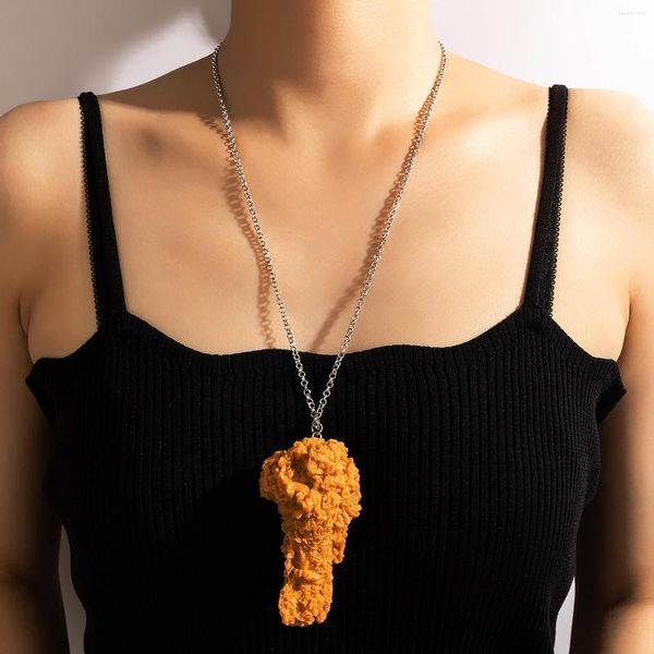 Catene Collana a cuore Catena rosa per donna Resina Imitazione coscia di pollo Singola personalità Interesse Simulazione Reale