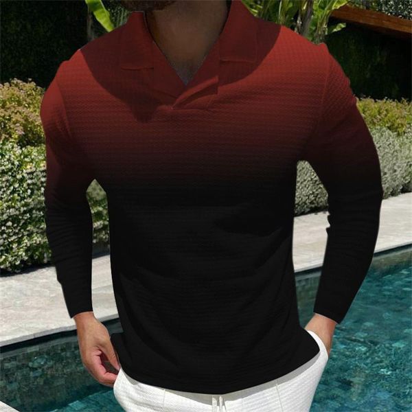 Herren-Poloshirts Shits Herrenmode, lässiger Kragen, 3D-Digitaldruck, langärmelig, T-Shirt, Oberteil, Bluse, Badeset für Herren